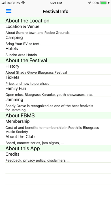 ShadyGrove Bluegrass Festival Screenshot