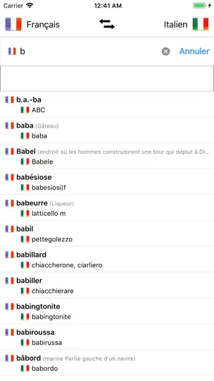 Capture d'écran de Dictionnaire Italien-Français sur iPhone 5