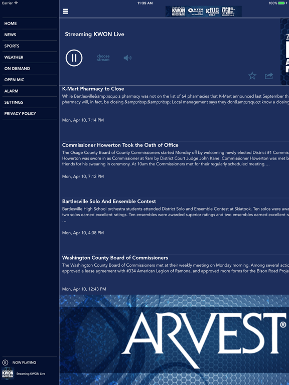 Bartlesville Radio iPad screenshot 2 - Music app
