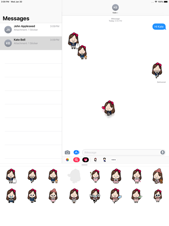iSticker PiPi Girl iPad screenshot 3 - Stickers app