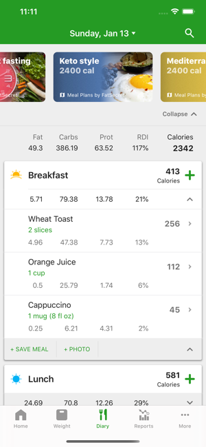 ‎Calorie Counter by FatSecret Screenshot