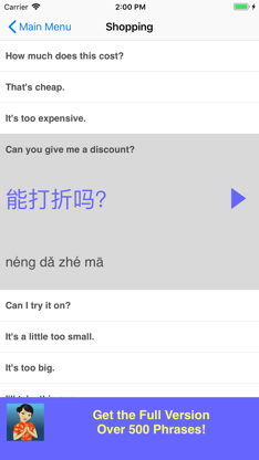 Speak Chinese Phrasebook Lite screenshot 3