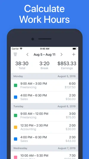 Hours - Tracker & Time Clock screenshot 1