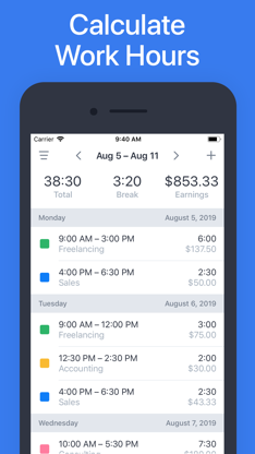 Hours - Tracker & Time Clock screenshot 1