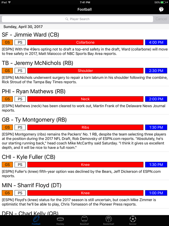 Screenshot #4 pour Who's Hurt - Injury Reports