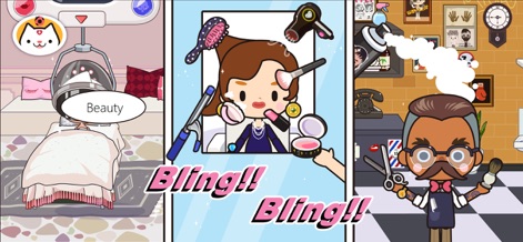 Miga Town: My Store - このアプリでは、ヘアサロンで新しい髪型を試したり（ヘアスタイリング）、メイクアップで自分だけの魅力的なスタイルを創造できます（コスメティック）。