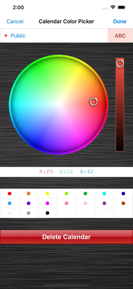 Calendar Color Picker