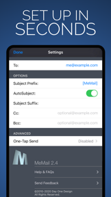MeMail - Email yourself fast! screenshot