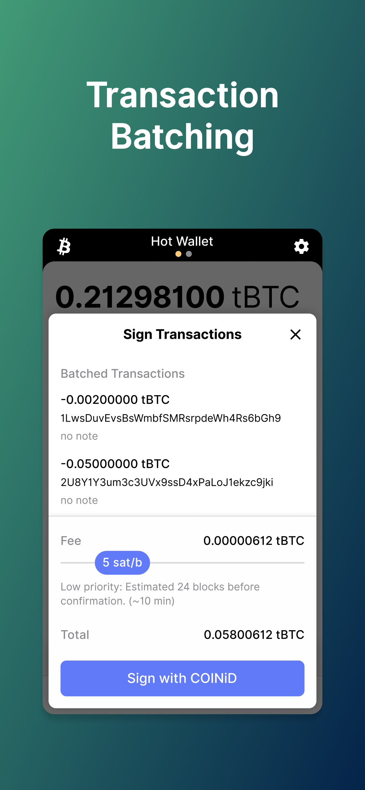 BTC Testnet Wallet for COINiD