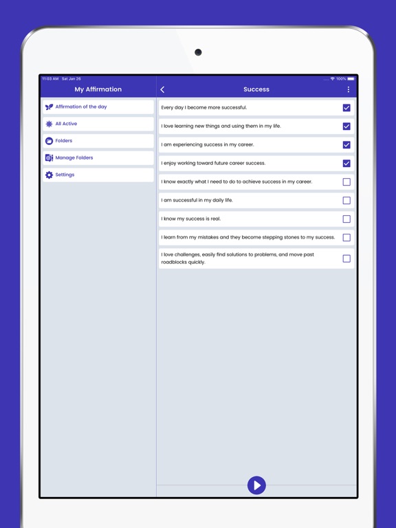 Affirmations - Self Motivation iPad screenshot 4 - Health & Fitness app