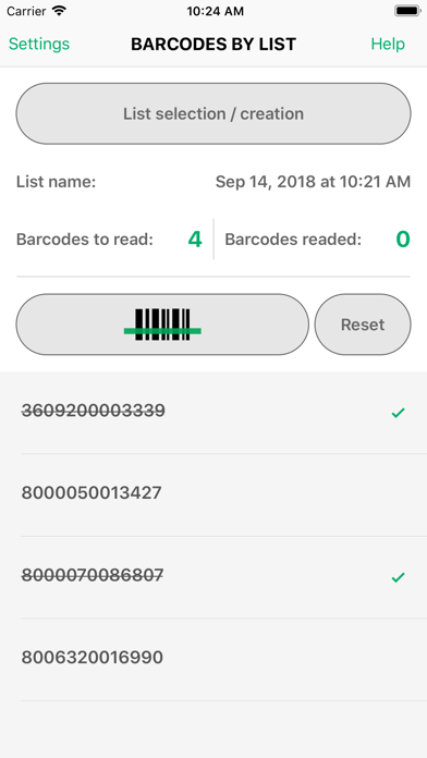 Barcodes by list Screenshot