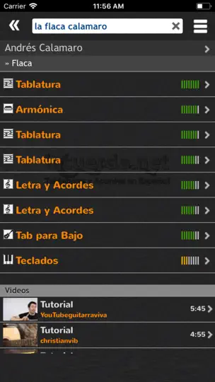 Captura de pantalla de Letras Y Acordes De Guitarra en iPhone 4