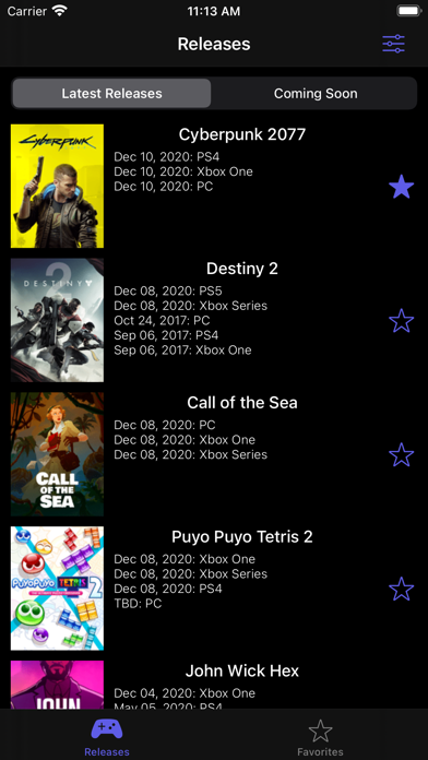 Screenshot #1 pour Games Release Tracker Calendar