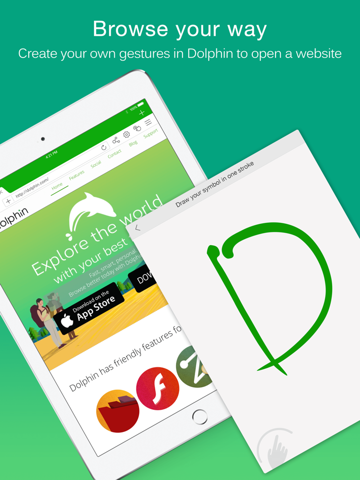 #3. Dolphin Web Browser for iPad (iOS) By: MoboTap Inc.