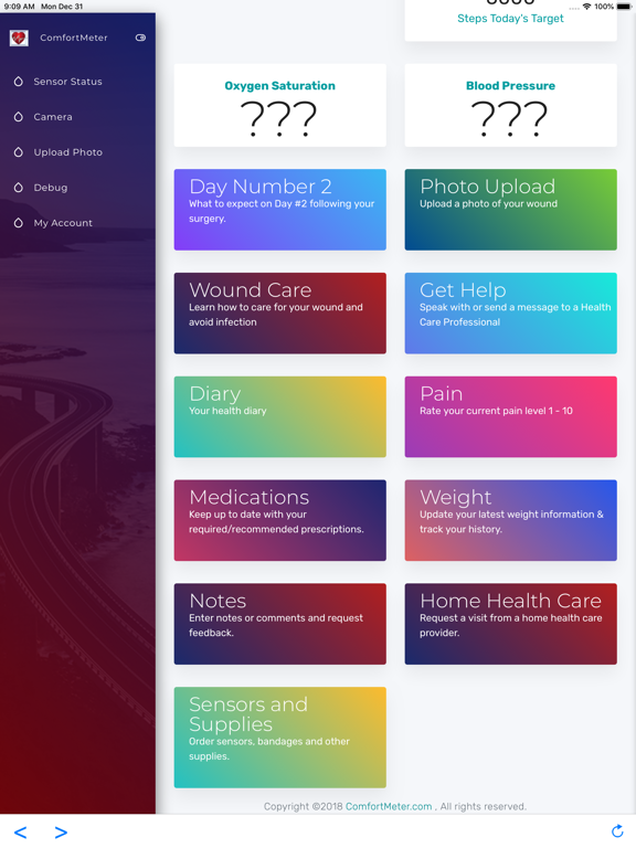 ComfortMeter Health iPad screenshot 1 - Medical app