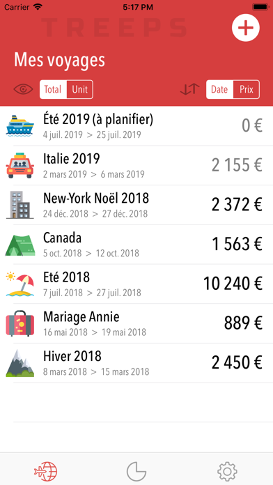 Screenshot #1 pour Treeps, mes dépenses de voyage