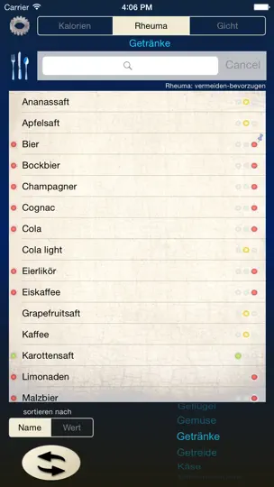 Screenshot von Purin-kcal-Rheuma auf dem iPhone 1