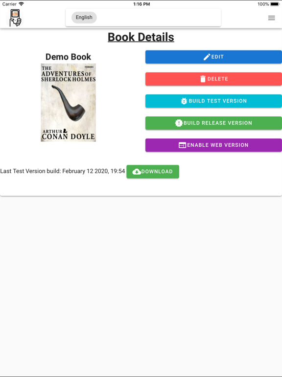 Book2App iPad screenshot