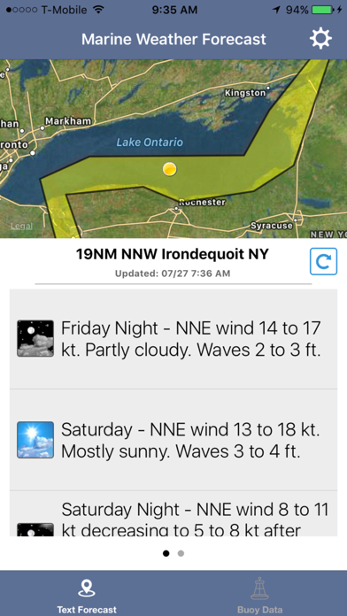 Lake Ontario Boating Weather Screenshot