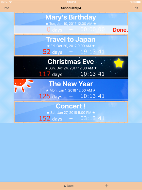ScheduledList Countdown iPad screenshot 1 - Productivity app