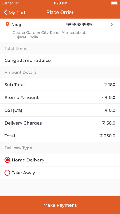 Zesty Treat Food Delivery screenshot