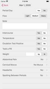 Menstrual Period Tracker screenshot