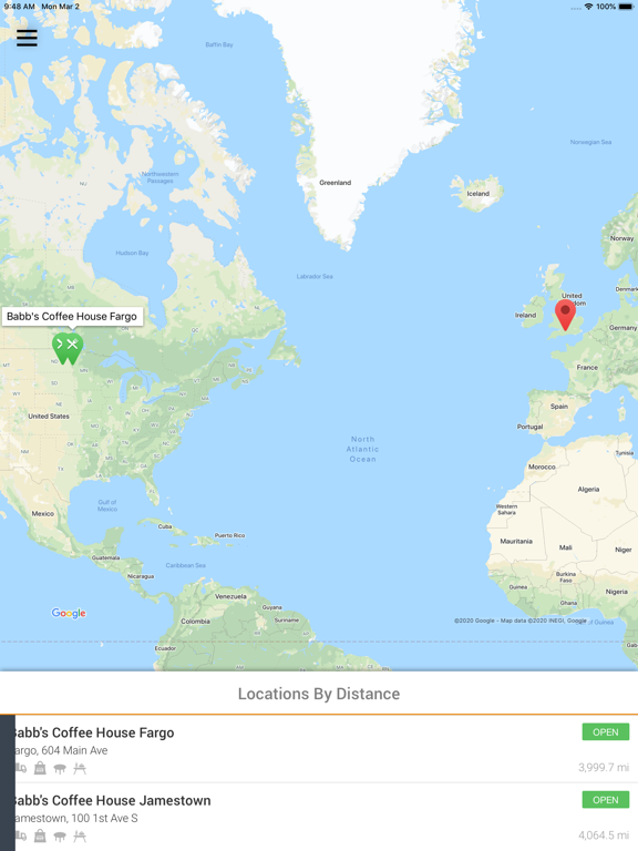 Babb's Coffee House iPad screenshot 2 - Food & Drink app