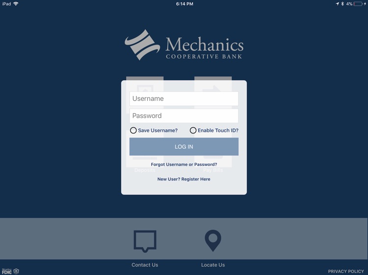 Mechanics Coop Bank for iPad