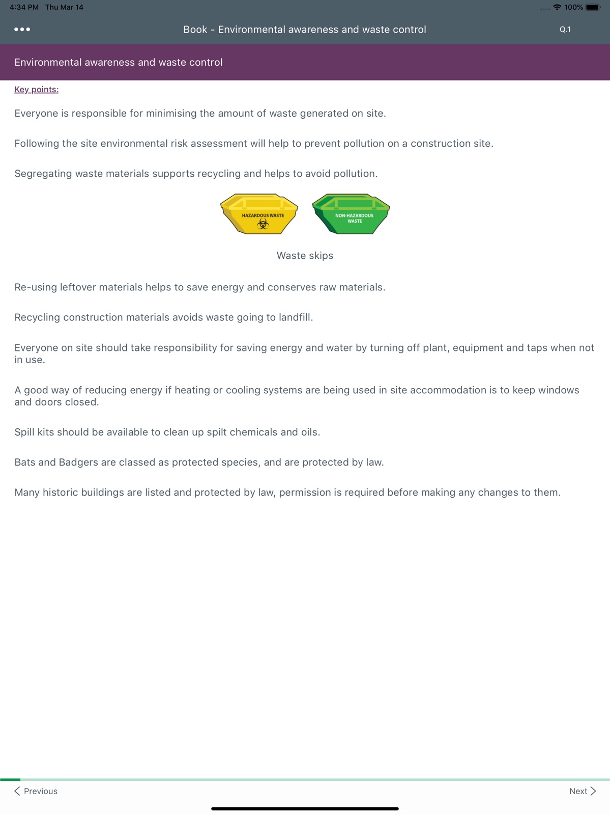 CITB Op/Spec HS&E test ipad screenshot 1