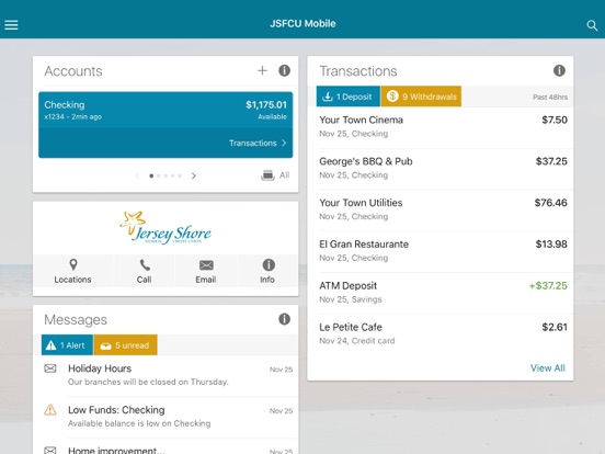 JSFCU Mobile Banking iPad screenshot 1 - Finance app
