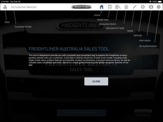 Freightliner Sales Tool AuP app screenshot