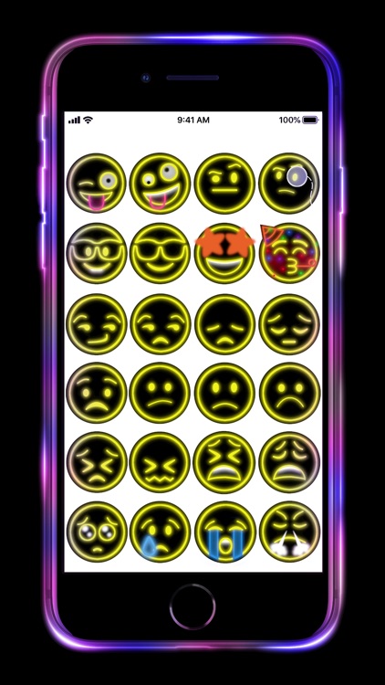 Neon Emoji iStickers Animated