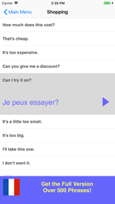 Speak French Phrasebook Lite screenshot