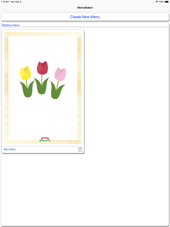 Restaurant menu maker iPad screenshot