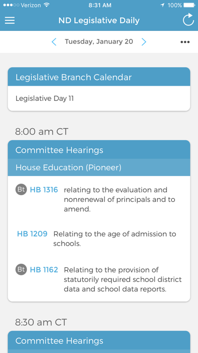North Dakota Legislative Daily Screenshot