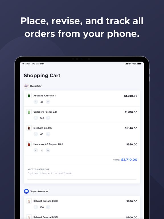 OrderEZ - Ordering Made Easy iPad screenshot 4 - Business app