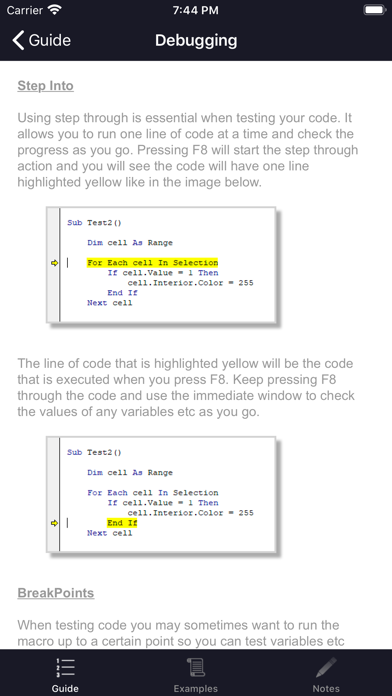 Screenshot #2 pour VBA Guide For Excel