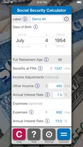 Social Security Calculator screenshot #1 for iPhone