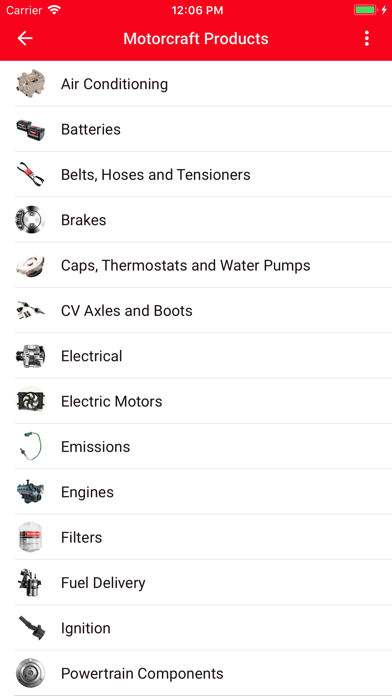 Motorcraft Product Information Screenshot