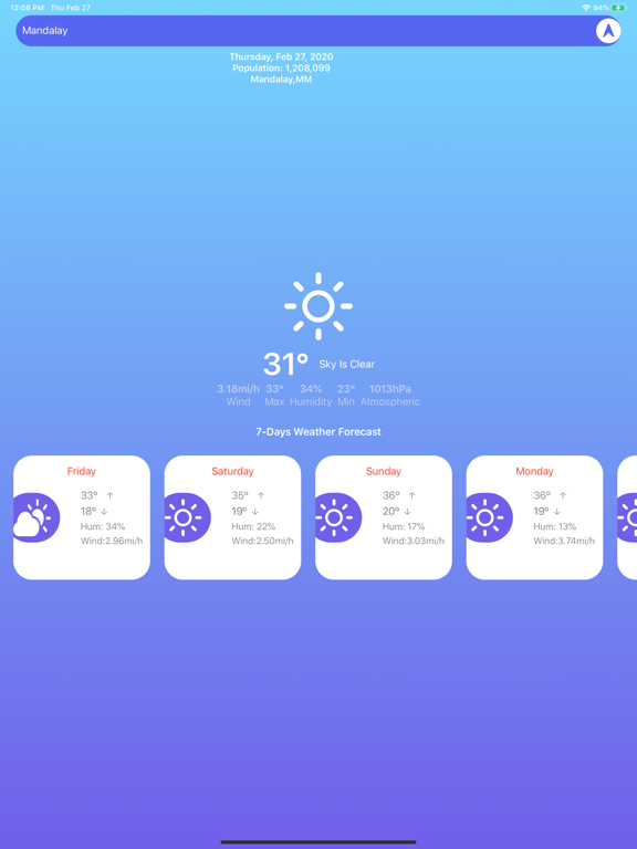 7DayWeather iPad screenshot 3 - Weather app