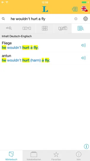 Screenshot von Englisch XL Pro Wörterbuch auf dem iPhone 2