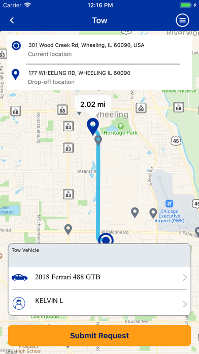 Ferrari Roadside Assistance Screenshot