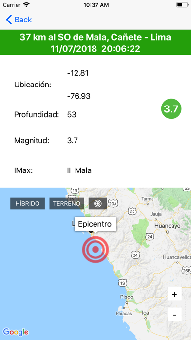 Sismos Perú Screenshot