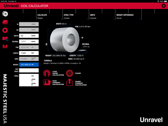 Unravel: Steel Calculator iPad screenshot 6 - Utilities app