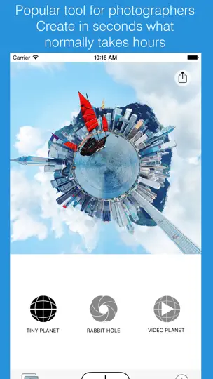 Скриншот Tiny Planet Photos And Video на iPhone 1