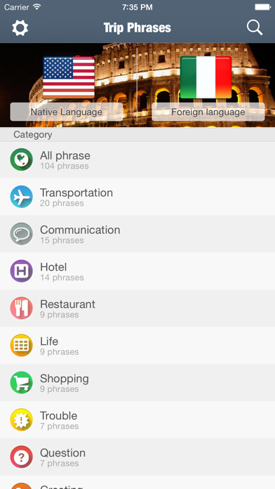Screenshot #1 pour Trip Phrases