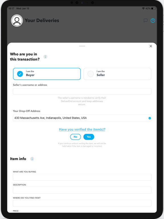 DeliverEnd iPad screenshot 2 - Shopping app