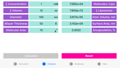 Liposome Calculator Screenshot