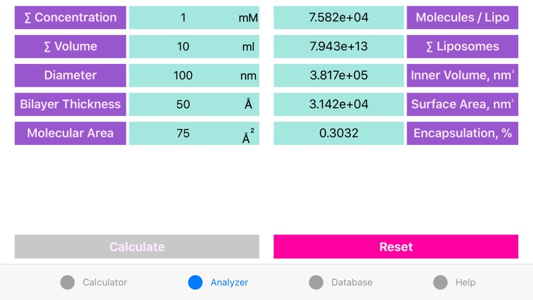 Liposome Calculator