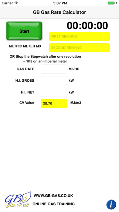 GB Gas Rate Calculator Screenshot